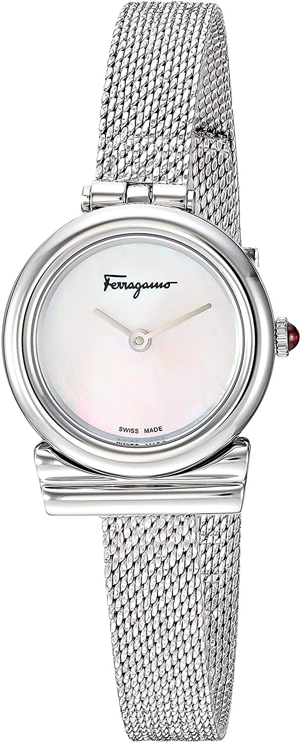 Ferragamo Stainless Steel Analog Quartz Watch with Fine Silver Strap
